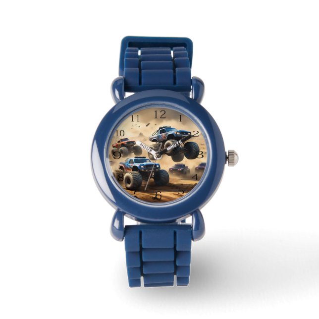 Reloj De Pulsera Carreras De Camiones Monstruos En El Desierto, (Anverso)