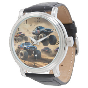 Reloj De Pulsera Carreras De Camiones Monstruos En El Desierto,