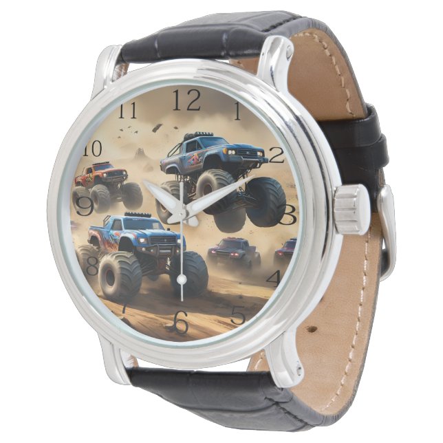 Reloj De Pulsera Carreras De Camiones Monstruos En El Desierto, (Angular)