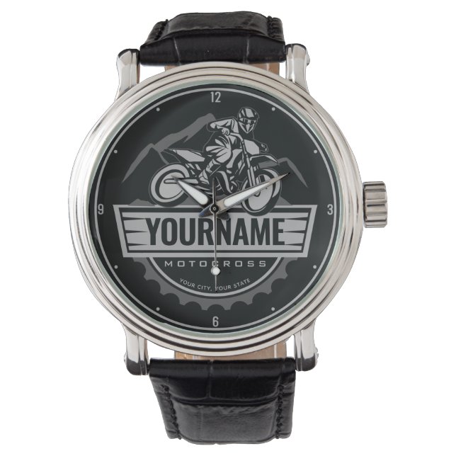 Reloj De Pulsera Carreras personalizada de Motocross Rider Dirt Bik (Anverso)