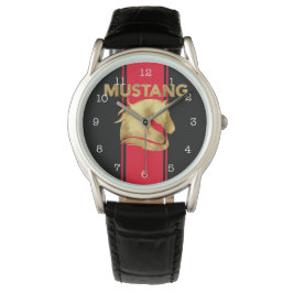 Reloj De Pulsera Carreras Roja de moda Stripes Gold Mustang