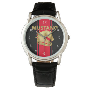 Reloj De Pulsera Carreras Roja de moda Stripes Gold Mustang