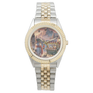 Reloj De Pulsera Carro de chocolate caliente de Snowman, el inviern