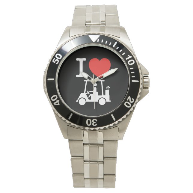 Reloj De Pulsera Carro de golf I Heart (Love) (Anverso)