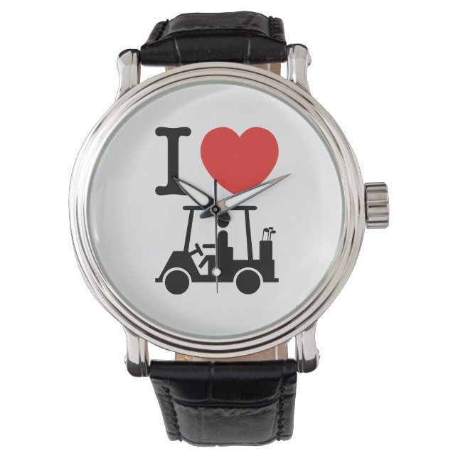 Reloj De Pulsera Carro de golf I Heart (Love) (Anverso)