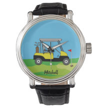 Carro de golf y campo verde personalizado