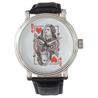 Reloj De Pulsera Carta de juego de la Reina de los Corazones con gr