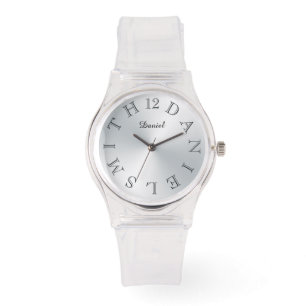 Reloj De Pulsera Carta Personalizada Dial Plateado Gradiente