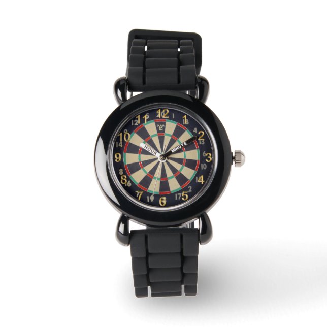 Reloj De Pulsera Cartón Con Dart En Bullseye, (Anverso)