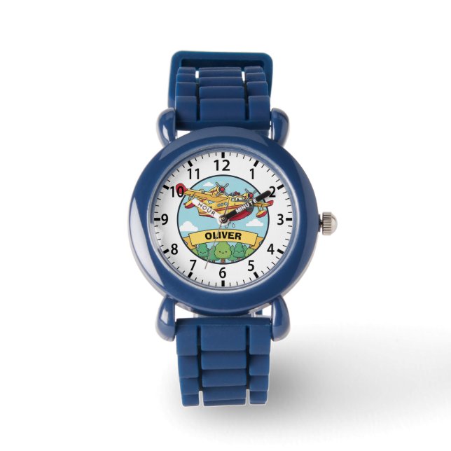 Reloj De Pulsera Cartoon Firefighting Plane Badge (Anverso)