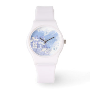 Reloj De Pulsera casa: drenaje de la acuarela