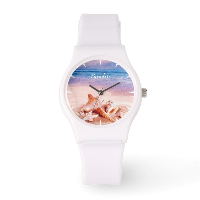 Reloj De Pulsera Casas de mar en el paraíso de la playa del mar (Anverso)