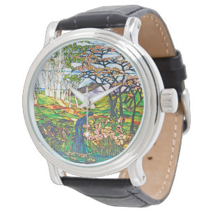 Reloj De Pulsera Cascada Iris Birch Tiffany ventana de vidrio templ