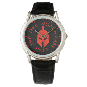 Reloj De Pulsera Casco Espartano Molon Labe Rojo Hombre