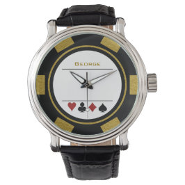 Reloj De Pulsera Casino Chip Las Vegas Black Gold