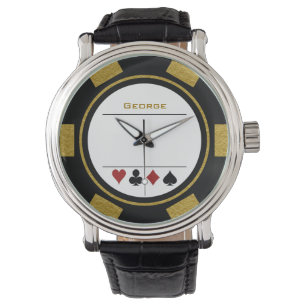 Reloj De Pulsera Casino Chip Las Vegas Black Gold