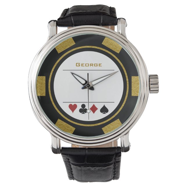 Reloj De Pulsera Casino Chip Las Vegas Black Gold (Anverso)