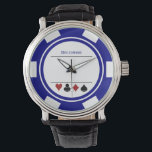 Reloj De Pulsera Casino Chip Las Vegas White Navy Blue<br><div class="desc">Este reloj de chip de póquer blanco y azul marino te haría un regalo fantástico para ti o para la persona amante del casino en tu vida. Personalice el diseño con un nombre. ¡Tal vez este sea su encanto de suerte en las mesas!</div>