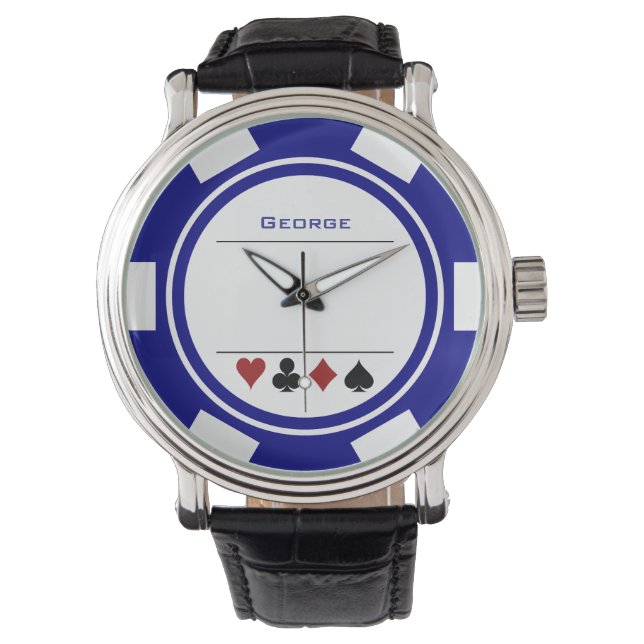 Reloj De Pulsera Casino Chip Las Vegas White Navy Blue (Anverso)