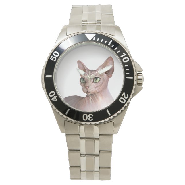 Reloj De Pulsera Cat 578 Sphynx white background (Anverso)