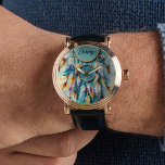 Reloj De Pulsera Catcher del Boho American Indian Dream, acuarela<br><div class="desc">Este Watch presenta un catcher de ensueño nativo americano con hermosas plumas en colores pastel. Acuarela,  arte digital. ¡Un gran regalo personalizado para cada hombre!</div>