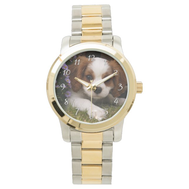 Reloj De Pulsera Cavalier King Charles Spaniel Cuppy detrás de las  (Anverso)