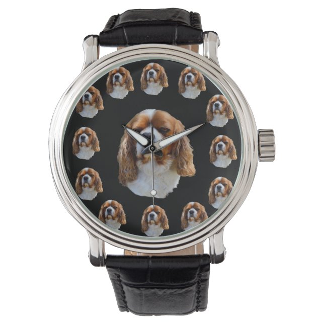 Reloj De Pulsera Cavalier Spaniel Dog Face Pattern, (Anverso)