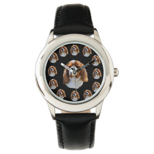 Reloj De Pulsera Cavalier Spaniel Dog Face Pattern, cuero infantil