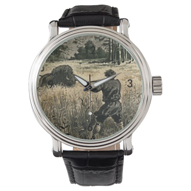 Reloj De Pulsera Caza de búfalos Arte natural del salvaje líder occ (Anverso)