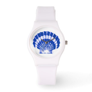 Reloj De Pulsera Caza de vieira - azul cobalto y blanco