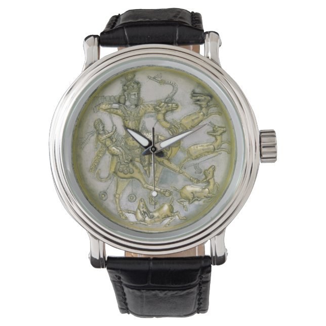 Reloj De Pulsera Caza en una antigua bandeja iraní (Anverso)