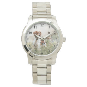Reloj De Pulsera Cazando con un perro de Bretaña, arte