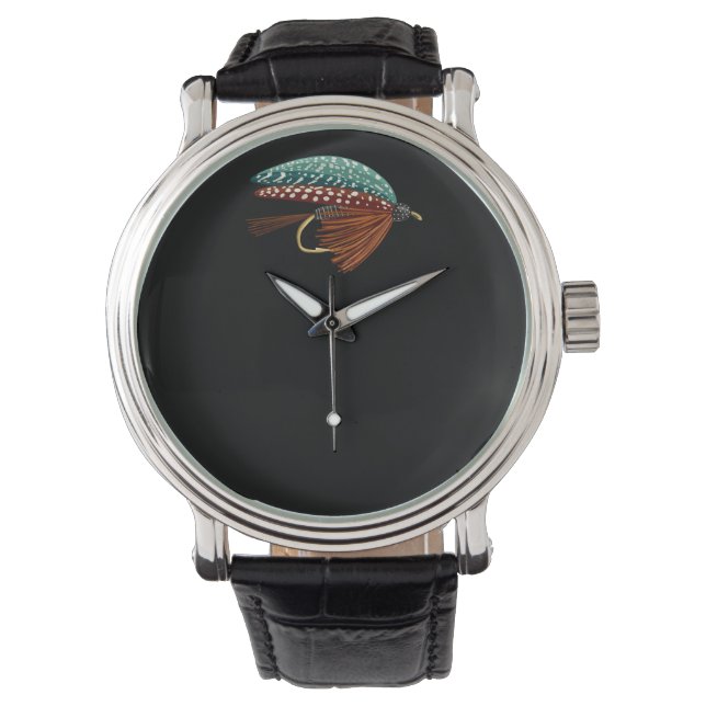 Reloj De Pulsera Cebos de Pesca con Mosca Estilo Clásico de Pescado (Anverso)