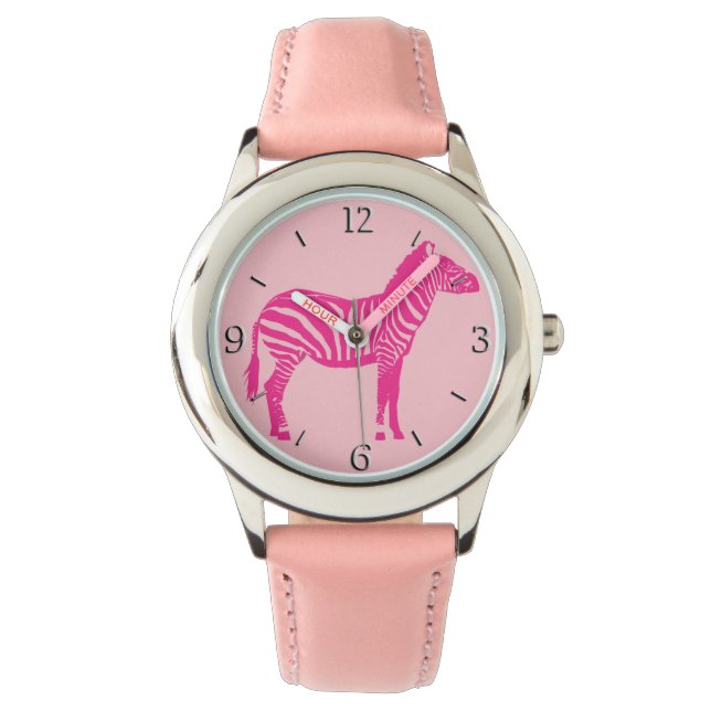 Reloj De Pulsera Cebra: fucsia y rosa claro (Anverso)