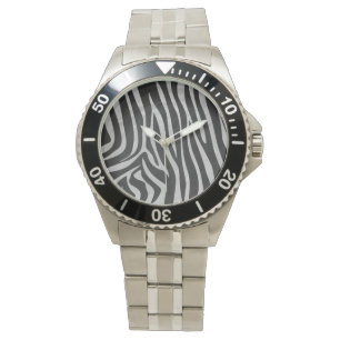 Reloj De Pulsera Cebra negro y gris claro estampado