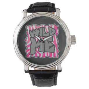 Reloj De Pulsera Cebra Rosa caliente y blanco salvaje me