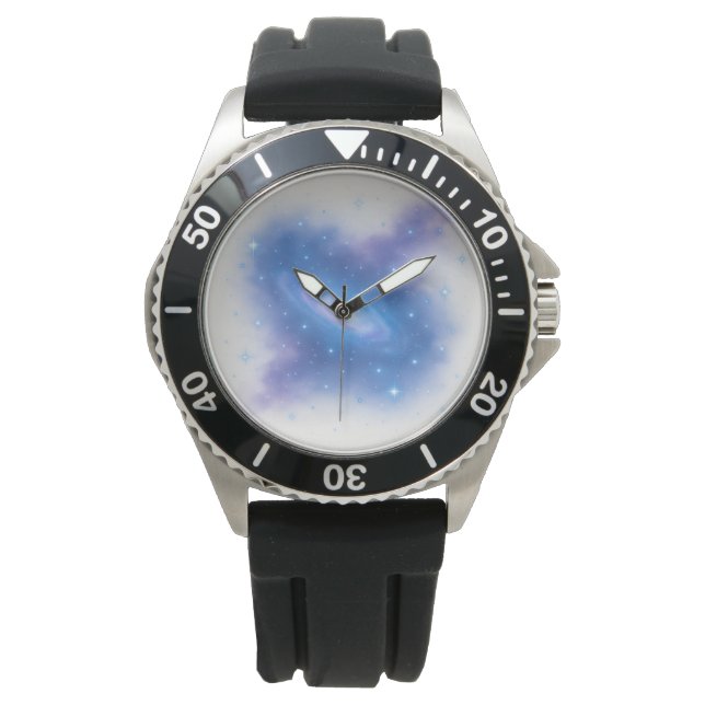 Reloj De Pulsera Celestial Galaxy Clock – Cosmic Space Art in Blue  (Anverso)