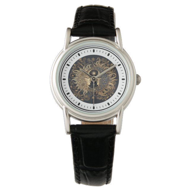 Reloj De Pulsera Celestial Mystical Sun Moon  (Anverso)