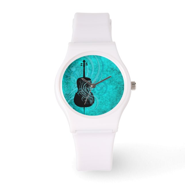 Reloj De Pulsera Cello Verde azulado musical (Anverso)