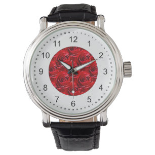 Reloj De Pulsera Centro abstracto del papel pintado del rosa rojo