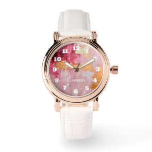 Reloj De Pulsera Cepillo artístico estalla oro y rosa