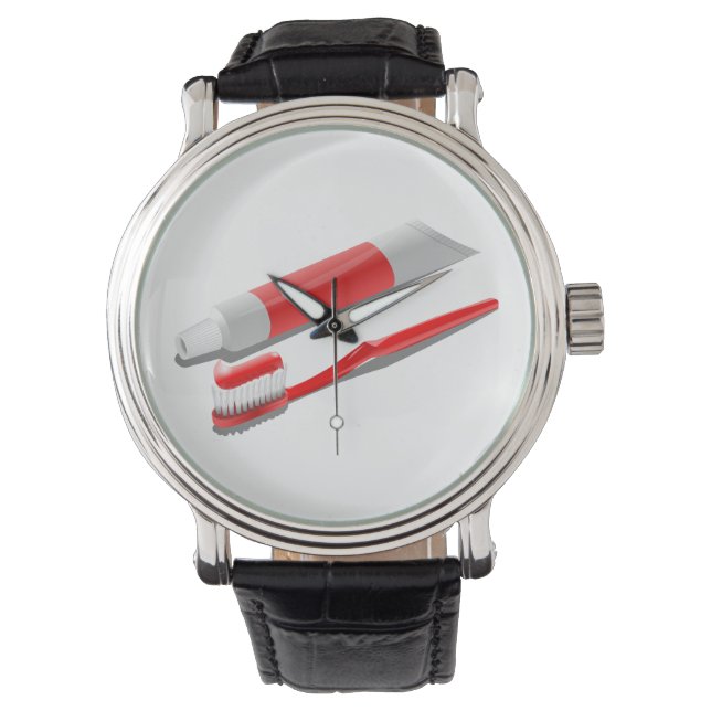Reloj De Pulsera Cepillo De Dientes Y Pasta De Dientes (Anverso)