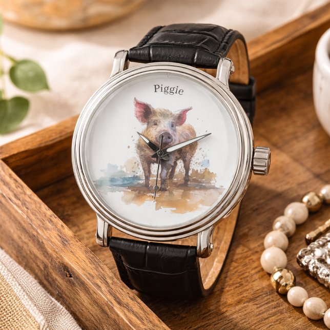 Reloj De Pulsera Cerdito Juguetón, personalizado (Subido por el creador)