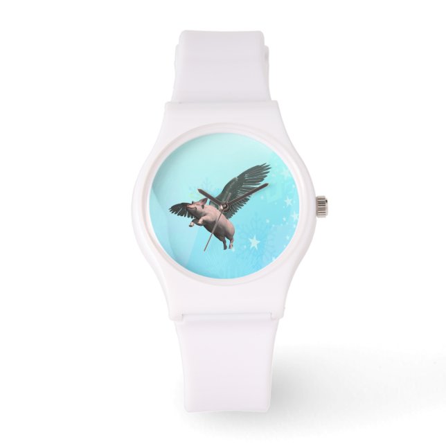 Reloj De Pulsera Cerdo Ángel en el cielo (Anverso)