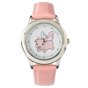 Reloj De Pulsera Cerdo del vuelo - cochinillo lindo con las alas