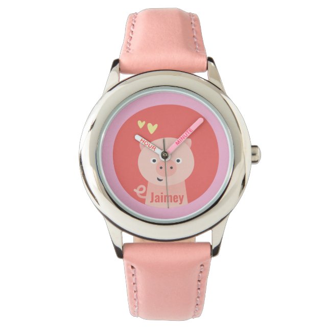 Reloj De Pulsera Cerdo lindo - Niños personalizados (Anverso)