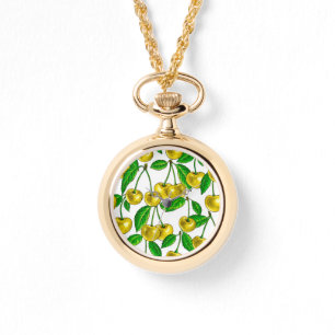 Reloj De Pulsera Cerezas amarillas en blanco