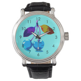 Reloj De Pulsera Cerezas azules brillantes