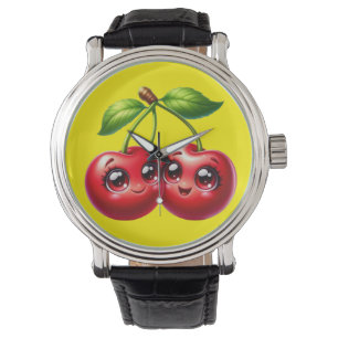 Reloj De Pulsera Cerezas con caras sonrientes
