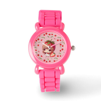 Reloj De Pulsera cerezas hadas rosa y rojo Watch